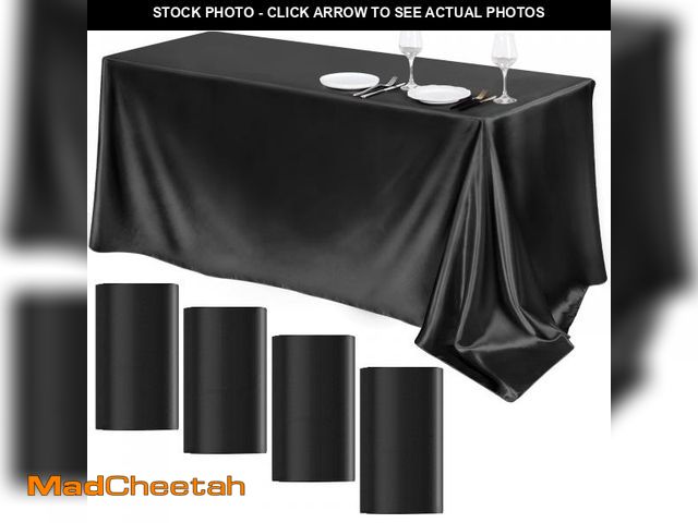 Lot 74-11558041 - TURSTIN 4 Packs Satin Tablecloth 102 x 58 Inch Overlay Satin Table Cover Rectangle Bright Silk Table...