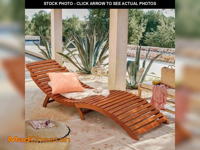 Lot 74-12518053 - Tozey Chillrest Foldable Acacia Wood Outdoor Chaise Lounge - UNUSED