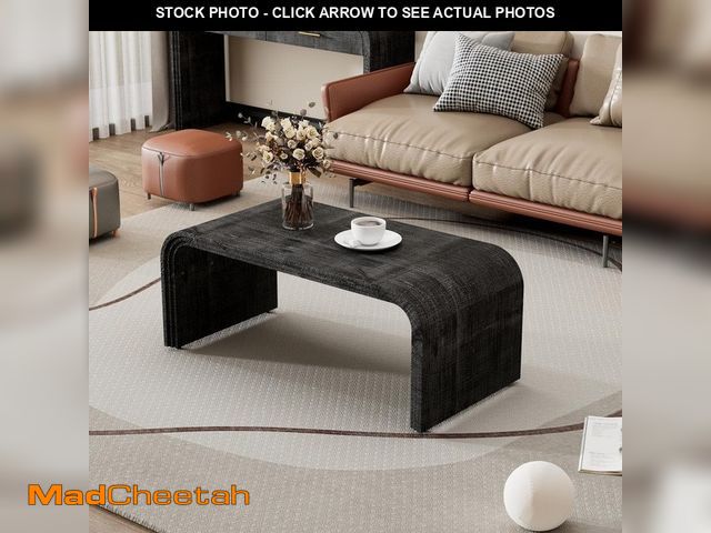 Lot 74-12746582 - Harper &amp; Bright Designs Minimalist 47.2 in. Antique Black Rectangle Top Curved Art Deco Design W...