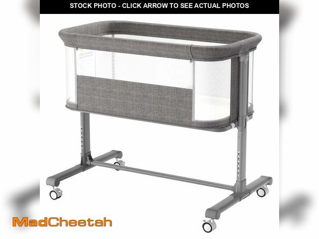 Lot 74-14434872 - AILEEKISS Bedside Bassinet for Newborn, 6 Height Adjustable Baby Bassinet with Wheels, Grey - UNUSED