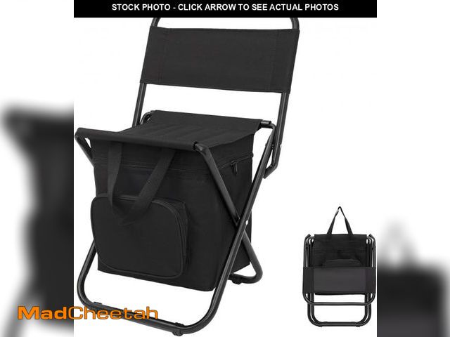 Lot 74-12367515 - FUNDANGO Portable Fishing Chair, Lightweight Backrest Stool Compact Folding Chair with Cooler Bag fo...