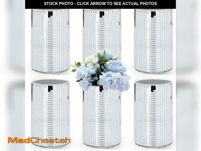 Lot 74-13570365 - Hushee 6 Pcs 6 Pcs Disco Ball Vase Disco Planter Cylinder Glass Vase Mirror Tiles Modern Planter Pot...