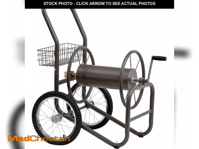 Lot 74-13213070 - Liberty Garden 880 Industrial 2-Wheel Pneumatic Tire, 300 -feet Garden Hose Reel Cart, Bronze, Brass...