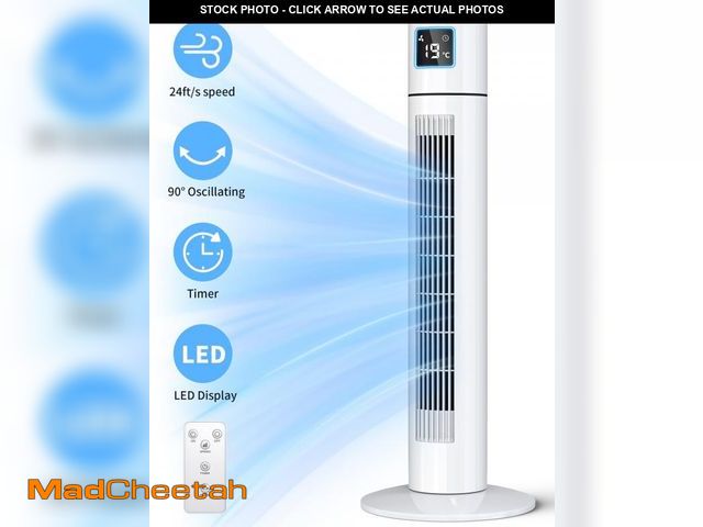 Lot 74-12511402 - Cikuci 36" Tower Fans, 90Â° Oscillating Air Cooler Floor Fan for Indoors with 3 Speeds, 12H Timer, L...