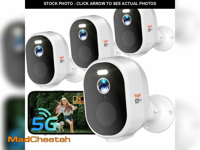 Lot 74-12607171 - Rraycom 4PC 2.4G/5GHz WiFi Security Cameras Wireless Outdoor - 2K Battery Powered Camera for Home Se...