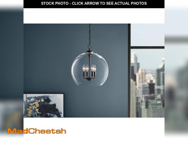 Lot 74-12692455 - Home Decorators Collection Kingsley 16 in. 4-Light Matte Black Pendant Light Fixture with Clear Glas...