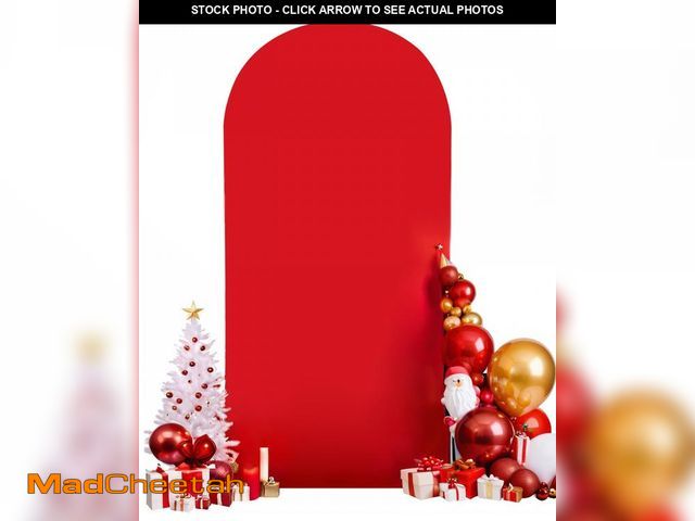 Lot 74-12307658 - HEMMOTOP Red Arch Cover 7.2 ft, Spandex Wedding Balloon Stretchy Arch Backdrop for Photo, Circle Top...