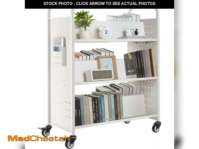 Lot 74-13071033 - VEVOR Rolling Library Book Cart, 330 lbs Capacity, 38.2 x 20.3 x 48.2-Inch Library Cart, Double Side...