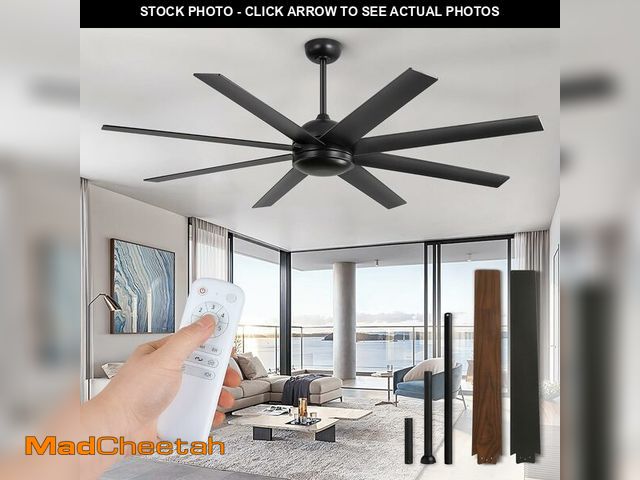 Lot 74-13696530 - Fanbulous 65 Inch Ceiling Fans No Light with Remote, Black Indoor/Outdoor Ceiling Fan Without Light ...