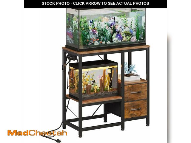 Lot 74-13836619 - Welfuturer 20-29 Gallon Fish Tank Stand with Power Outlet Vintage Metal Aquarium Stand with 2 Fabric...