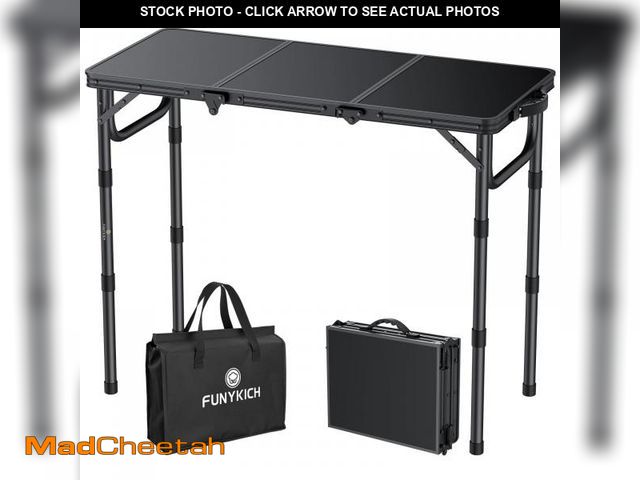 Lot 74-12306870 - FUNYKICH 3ft Camping Folding Table with 3 Adjustable Height, Portable Small Folding Tables 34.2'' Lx...