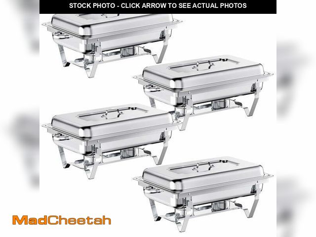 Lot 74-13061754 - Chafing Dish Buffet Set 4 Pack Full Size, Jacgood 8QT Stainless Steel Chafing Dishes for Buffet, Cha...