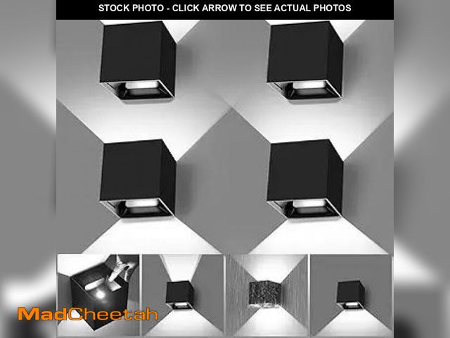 Lot 74-11905408 - BIRITALO 20W Outdoor Wall Light 6500K Up and Down Square LED Modern Wall Sconce Adjustable Black Por...