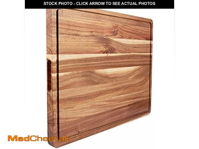 Lot 74-12664334 - GAOMON Acacia Extra Large Wood Cutting Board, 1.2 Inches Thick Butcher Block, Reversible Wooden Kitc...