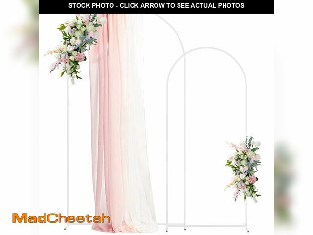 Lot 74-14264650 - Asee'm White Metal Wedding Arch Stand (7.2FT,6FT) Set of 2 Arched Backdrop Frame for Ceremony Partie...