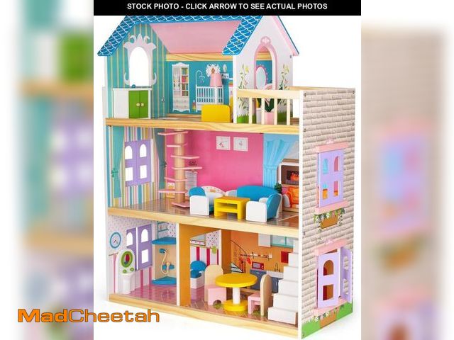 Lot 74-12523042 - Wooden Dollhouse for Girls Wooden Doll House with Furniture&amp;Accessories, Modern Dollhouse Playse...