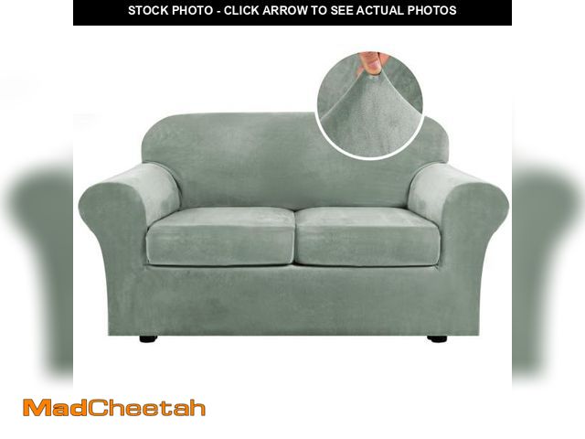 Lot 74-12307439 - H.VERSAILTEX Real Velvet Plush 3 Piece Stretch Sofa Covers Couch Covers for 2 Cushion Couch Loveseat...