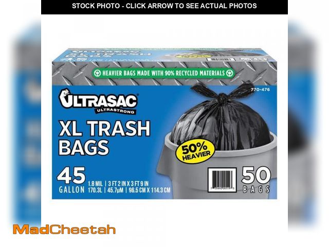 Lot 74-12517587 - Ultrasac 45 Gal. Extra Large Heavy Duty Trash Bags (50 Count) - UNUSED