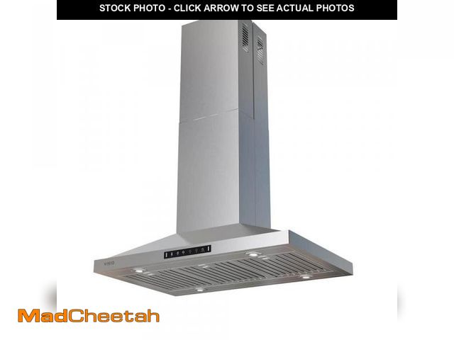Lot 74-12168718 - VIKIO PRO 36 in. 400 CFM Convertible Quiet Island Downdraft System Range Hood in Stainless Steel w/C...