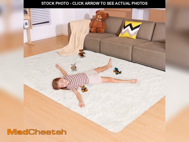 Lot 74-14050506 - Mhyup 5x7 Cream White Rugs for Living Room Bedroom, Fluffy Large Area Rug Soft Shag Non-Slip Carpet ...