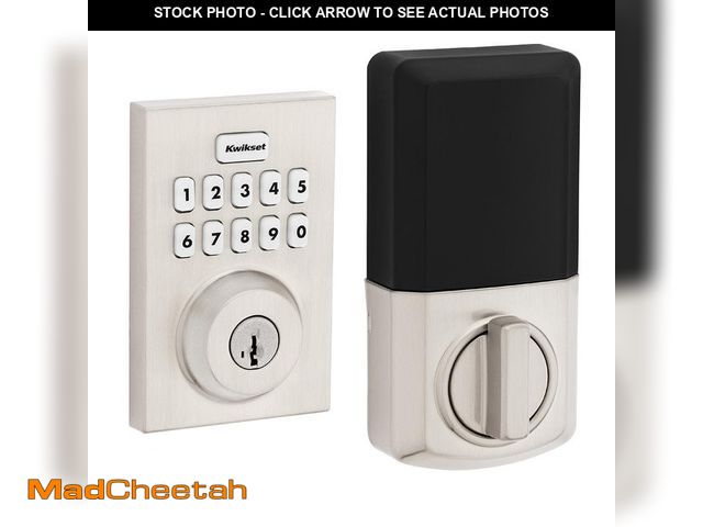 Lot 74-12989198 - Kwikset Powerbolt 250 Satin Nickel Single Cylinder Smart Lock Deadbolt with 10-Button Keypad Featuri...