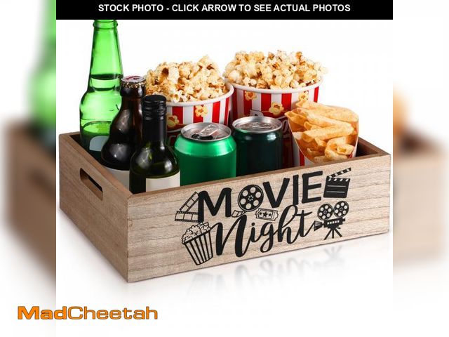 Lot 74-12307149 - GlikCeil Movie Night Supplies Snack Trays with Handles Reusable Wooden Movie Gift Basket for Theater...
