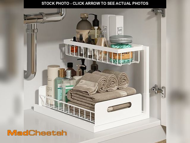 Lot 74-12458342 - REALINN Under Sink Organizer, Pull Out Cabinet Organizer 2 Tier Slide Out Sink Shelf Cabinet Storage...