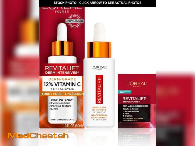 Lot 74-12367654 - L'Oreal Paris Revitalift 12% Pure Vitamin C Serum, Brightening Serum For Face with Vitamin E, Salicy...