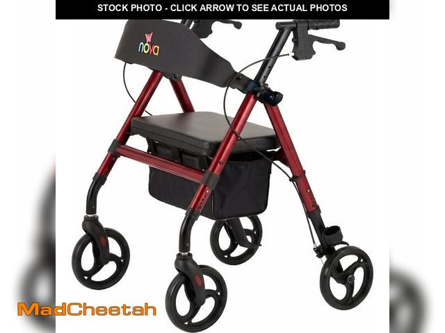 Lot 74-14349616 - NOVA Vega Rollator Walker - Lightweight 18 lb Folding Mobility Walker, 8" Wheels, Adjustable Height,...