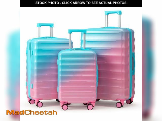 Lot 74-13766673 - (MISSING KEYS) Zimtown Hardshell Luggage Sets 3 Piece Gradient Color Suitcase with TSA Lock Spinner ...