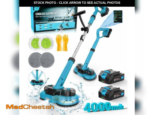 Lot 74-12778765 - (MISSING BATTERIES, CHARGER) Amiluo Cordless Electric Mop, 4000 mAh Battery Spin Mop for Floor Clean...