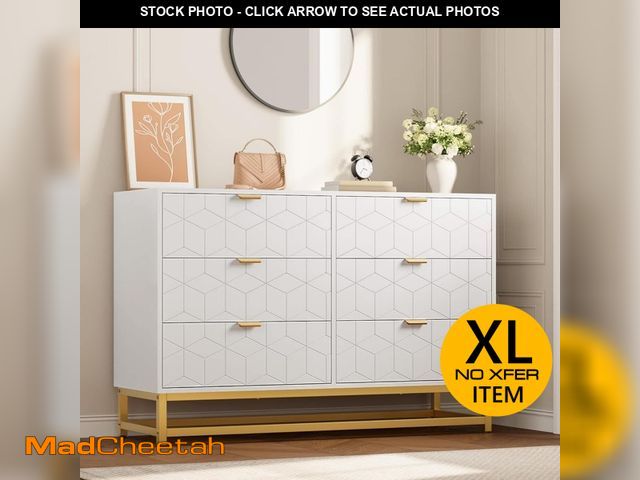 Lot 74-12689422 - Garvee Dresser for Bedroom Long Storage Organizer for TV Stand and Closet Modern 6 Drawer Double Dre...