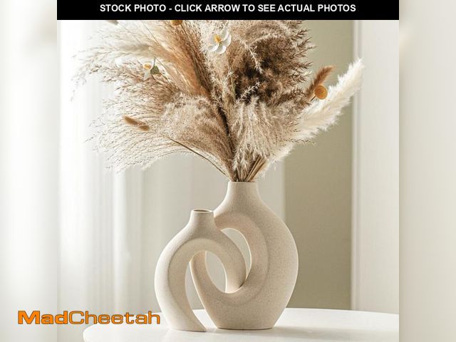 Lot 74-11553128 - Lvases Snuggle Hollow Ceramic Vase Set of 2, Nordic Modern Boho ins Style Decorative Ceramic Aesthet...