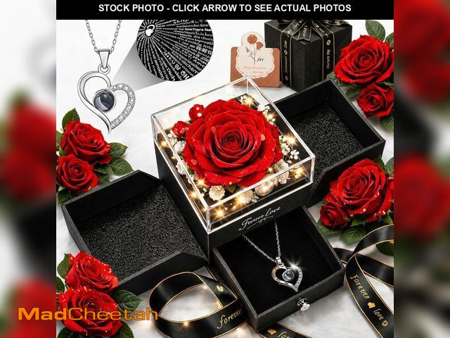 Lot 74-14057844 - cdco Forever Love Preserved Real Rose with Heart Necklace, Mothers Day Gifts for Mom, Wife, Annivers...