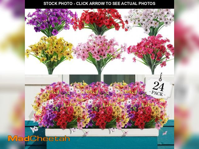 Lot 74-12212708 - AGIRL 24 Bundles Artificial Flowers for Outdoor,No Fade Fake Plastic Flowers Faux Plants for Decorat...