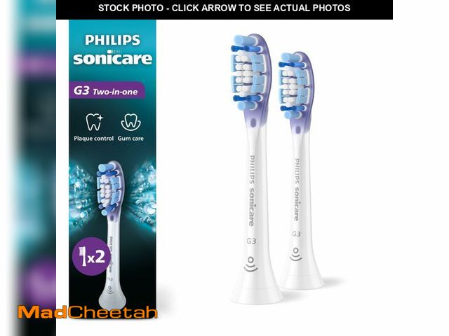 Lot 74-13953330 - Philips Sonicare G3 Two-in-One - Genuine Replacement Electric Toothbrush Heads, White, 2 Pack, HX905...