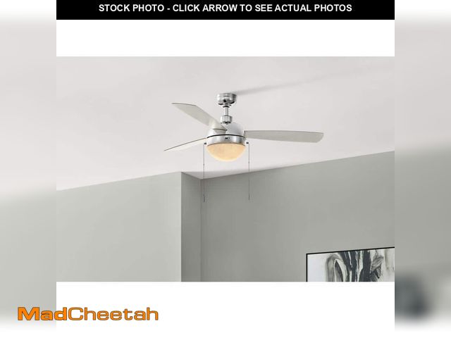 Lot 74-14113464 - Hampton Bay Cleo 48 in. LED Indoor Chrome Ceiling Fan with Light and Pull Chains Included - UNUSED