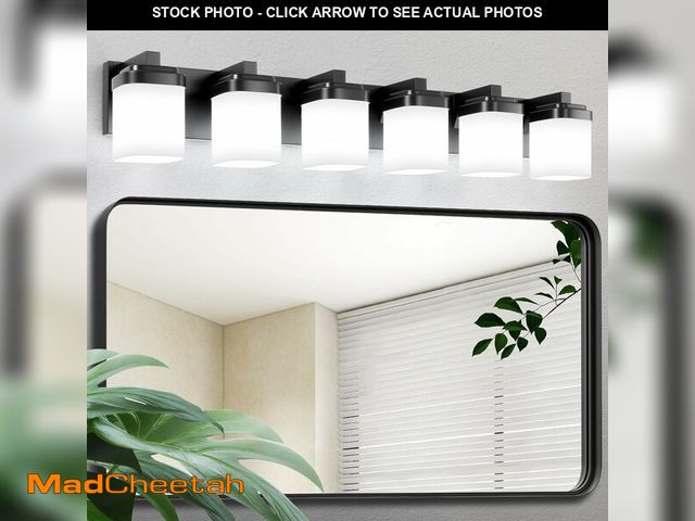 Lot 74-13040259 - Guliaofo 6-Light Black Bathroom Light Fixtures, E26 Base Vanity Lights for Bathroom Mirror Lamp with...