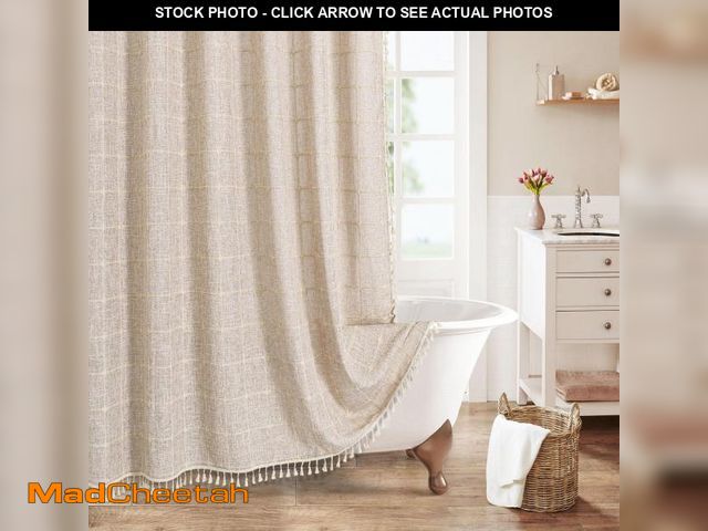 Lot 74-12310239 - MitoVilla Boho Farmhouse Shower Curtain Set, Modern Cotton Linen Fabric Cloth Shower Curtains for Ne...