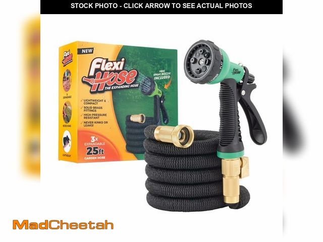Lot 74-13542996 - Flexi Hose Expandable Garden Hose with 8 Function Nozzle, 25FT - Lightweight Retractable Garden Hose...