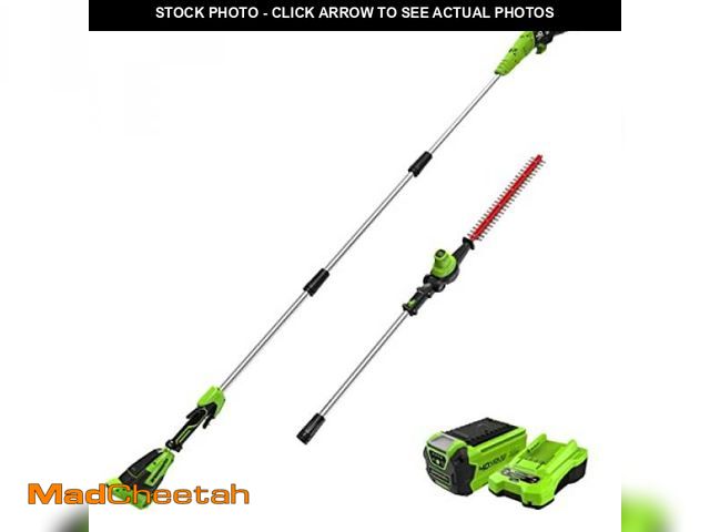 Lot 74-12372623 - Greenworks 40v 10'' Brushless Polesaw, Pole Hedge 2 In1, with 2.5Ah Battery and Charger PSPH40L2510 ...