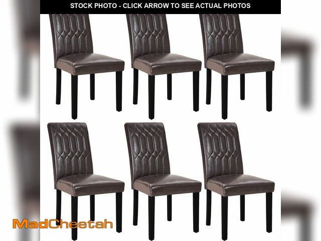 Lot 74-12823915 - VECELO Upholstered Dining Chairs Set of 6, Modern PU Leather Accent Parsons, Solid Wood Legs w/Rubbe...