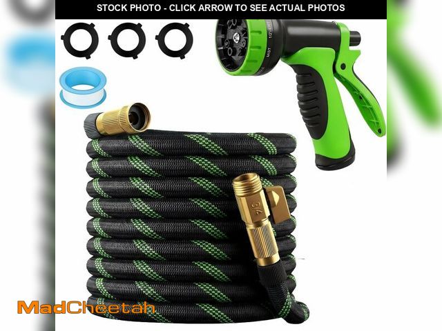 Lot 74-14293894 - 50ft Non-Expanding Garden Hose, 3/4" GHT Kink-Free Water Hose with 10 Function Nozzle, Flexible Outd...