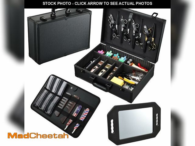 Lot 74-13967480 - Yueieoun Barber Accessory Case with Mirror, Profesional Barbers Briefcase Tool Case, Barber Cases fo...