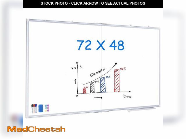 Lot 74-12987613 - Large Whiteboard for Wall , 72"X48" Maxtek Magnetic White Board Dry Erase 6' x 4' Foldable Wall-Moun...