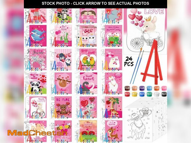 Lot 74-13540888 - Blosssound 24 Pack Valentine's Day Pre Drawn Canvas to Paint Pre Printed Canvas Painting Kits Bulk w...