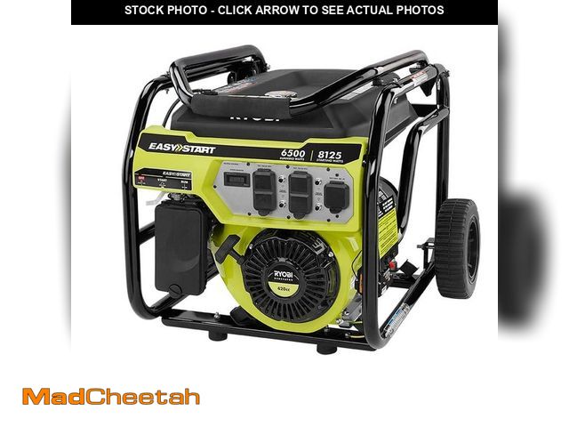 Lot 74-12638945 - RYOBI 6500-Watt Gasoline Powered Portable Generator with CO Detect Shutdown Sensor - USED