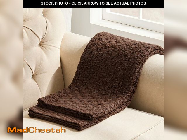Lot 74-14300498 - OnesCosy Brown Checkered Throw Blanket, Cute Checkerboard Knit Throw Blanket for Couch Bed, Soft Coz...
