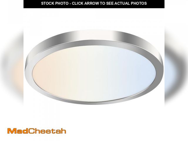 Lot 74-11551461 - hykolity 12 Inch Selectable CCT LED Round Flat Panel Light, 24W 3000K/4000K/5000K, Edge-Lit Flush Mo...