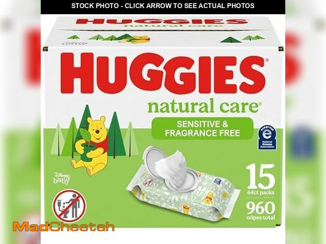 Lot 74-12695637 - (MISSING 3 PACKS) Huggies Natural Care Sensitive Baby Wipes, Unscented, Hypoallergenic, 99% Purified...
